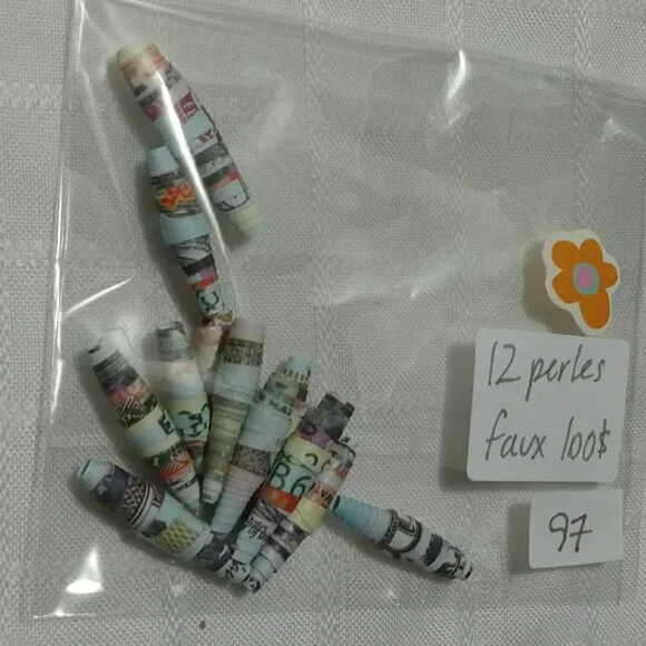 One-of-a-kind handmade/hand rolled paper beads/jewelry making/craft supplies/DIY - Picture 5 of 11